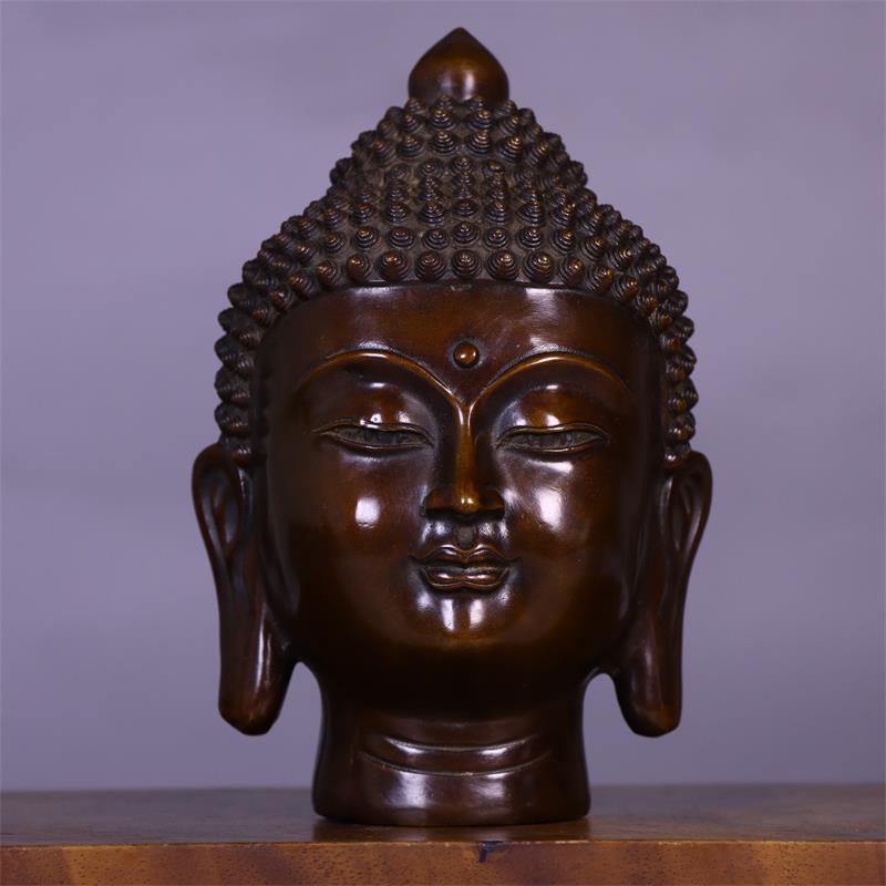 Art Craft India - 7.3 inci Patung Kepala Buddha Tembaga