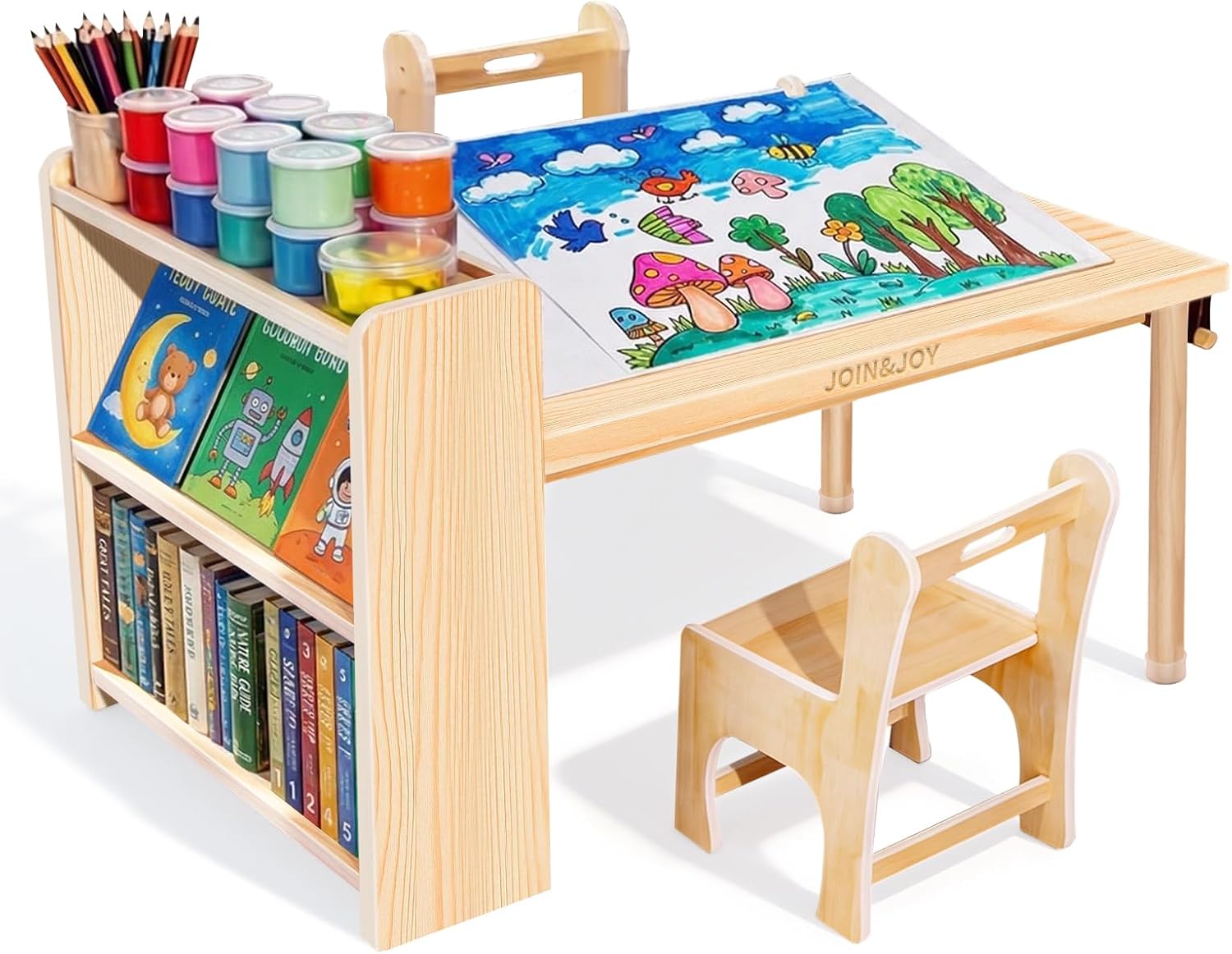 Art Craft Toddler - Meja Seni Kayu Anak dengan 2