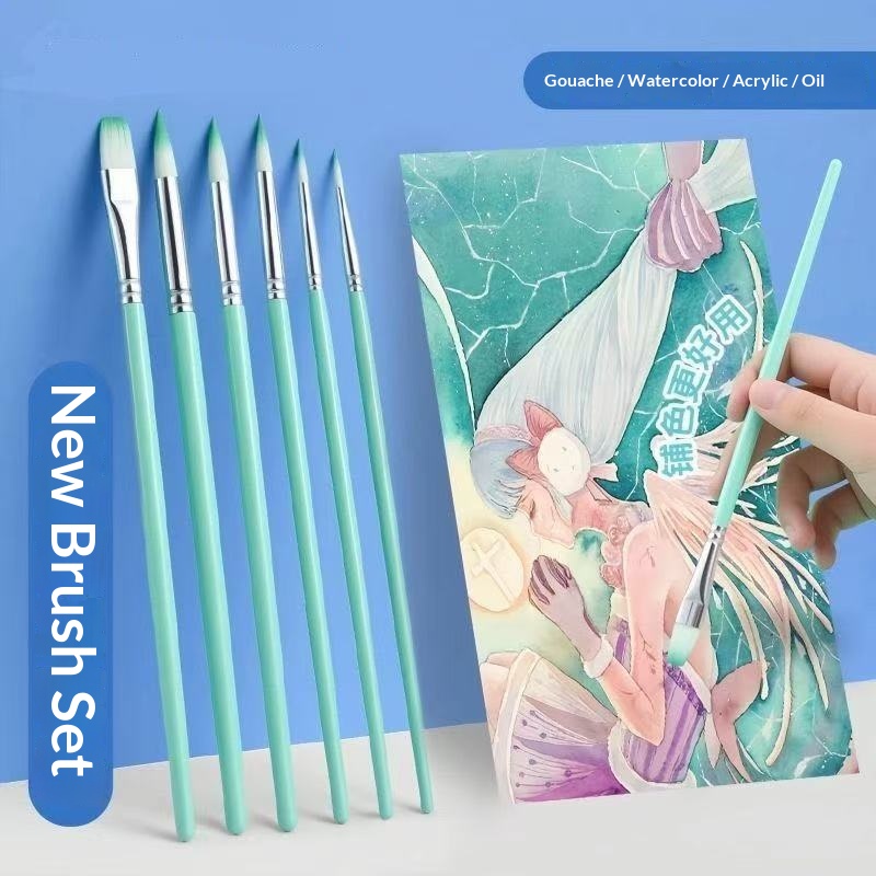 Gouache Paint Set - 6 Pcs Set Kuas Lukis Akrilik