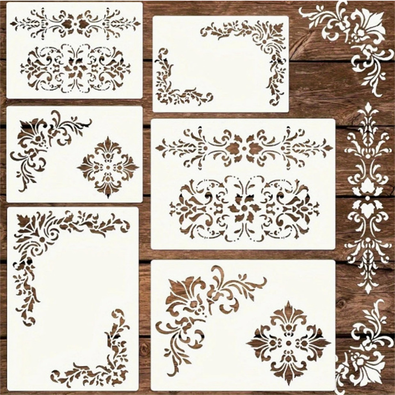 Art Craft Furniture - 6Pcs Stencil Bunga untuk Lukisan, Template