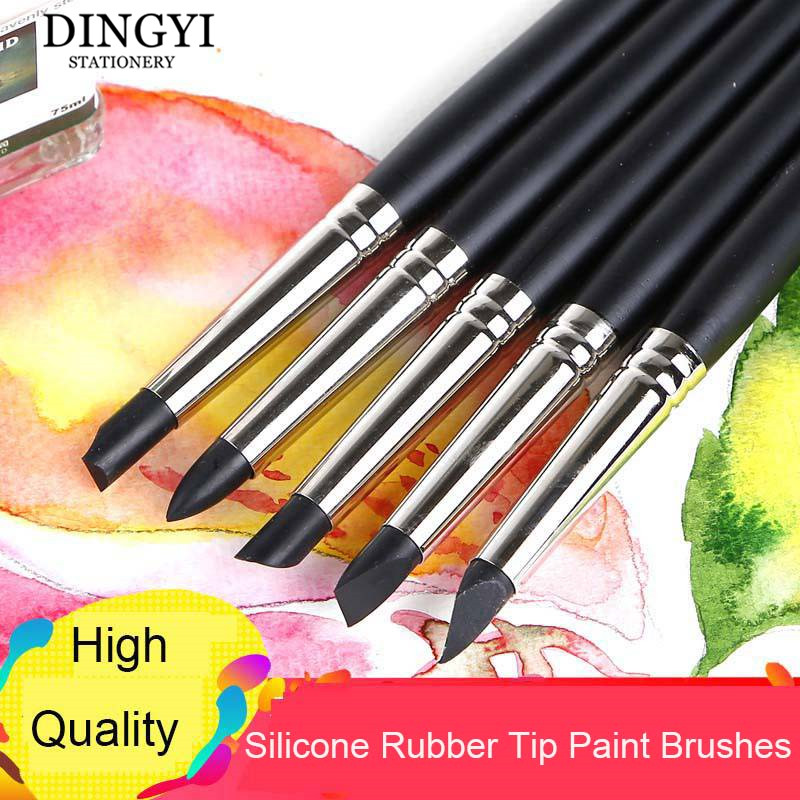 Gouache Paint Set - 5 Buah Kuas Cat Ujung Karet