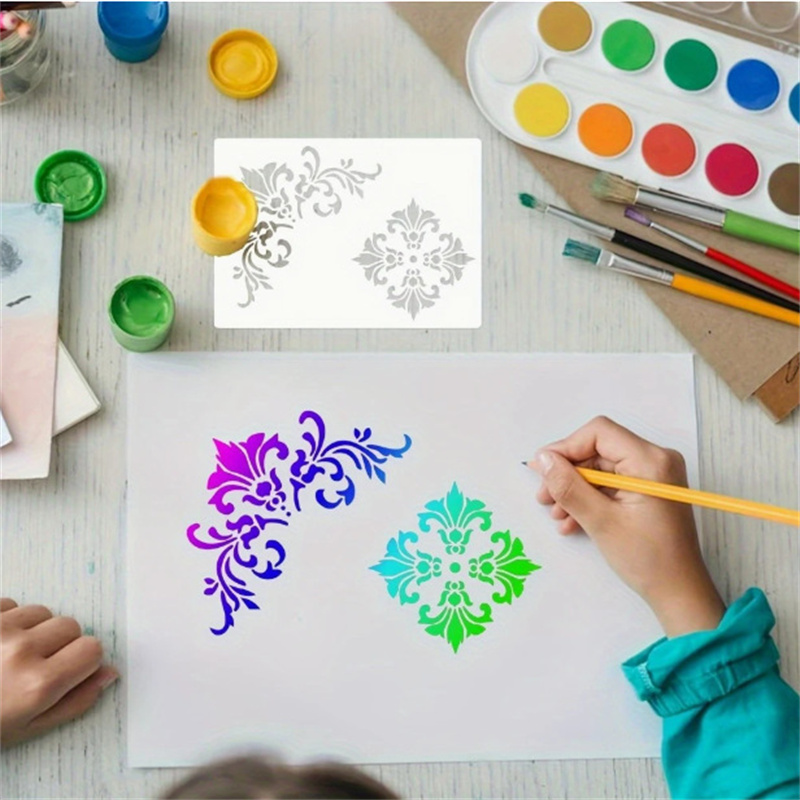 6Pcs Stencil Bunga untuk Lukis - Art Craft Furniture ulasan dan harga