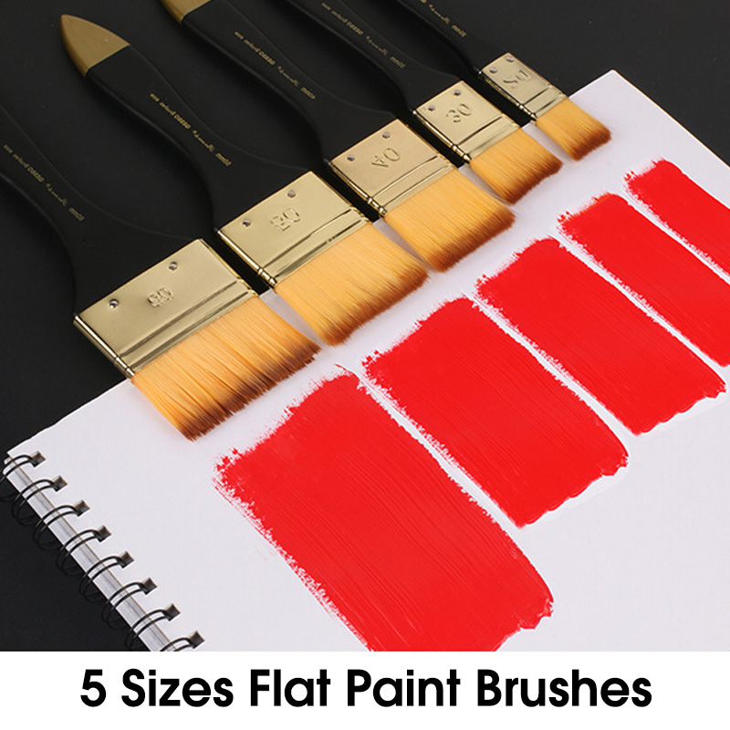 5 Ukuran Kuas Cat Datar, Kuas  - Gouache Paint Set ulasan dan harga